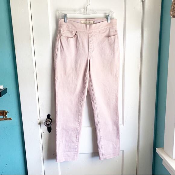 Soft Surroundings Pink Blush Pull On Raw Hem Jeggings Stretch Jeans Size Small S - Picture 1 of 16
